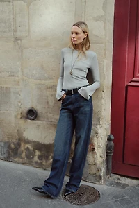 RIB TOP WITH FLARED SLEEVES