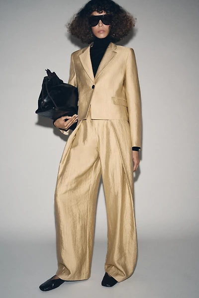 METALLIC PLEATED PANTS ZW COLLECTION