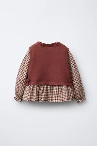EMBROIDERED SHIRT COMBINATION KNIT VEST