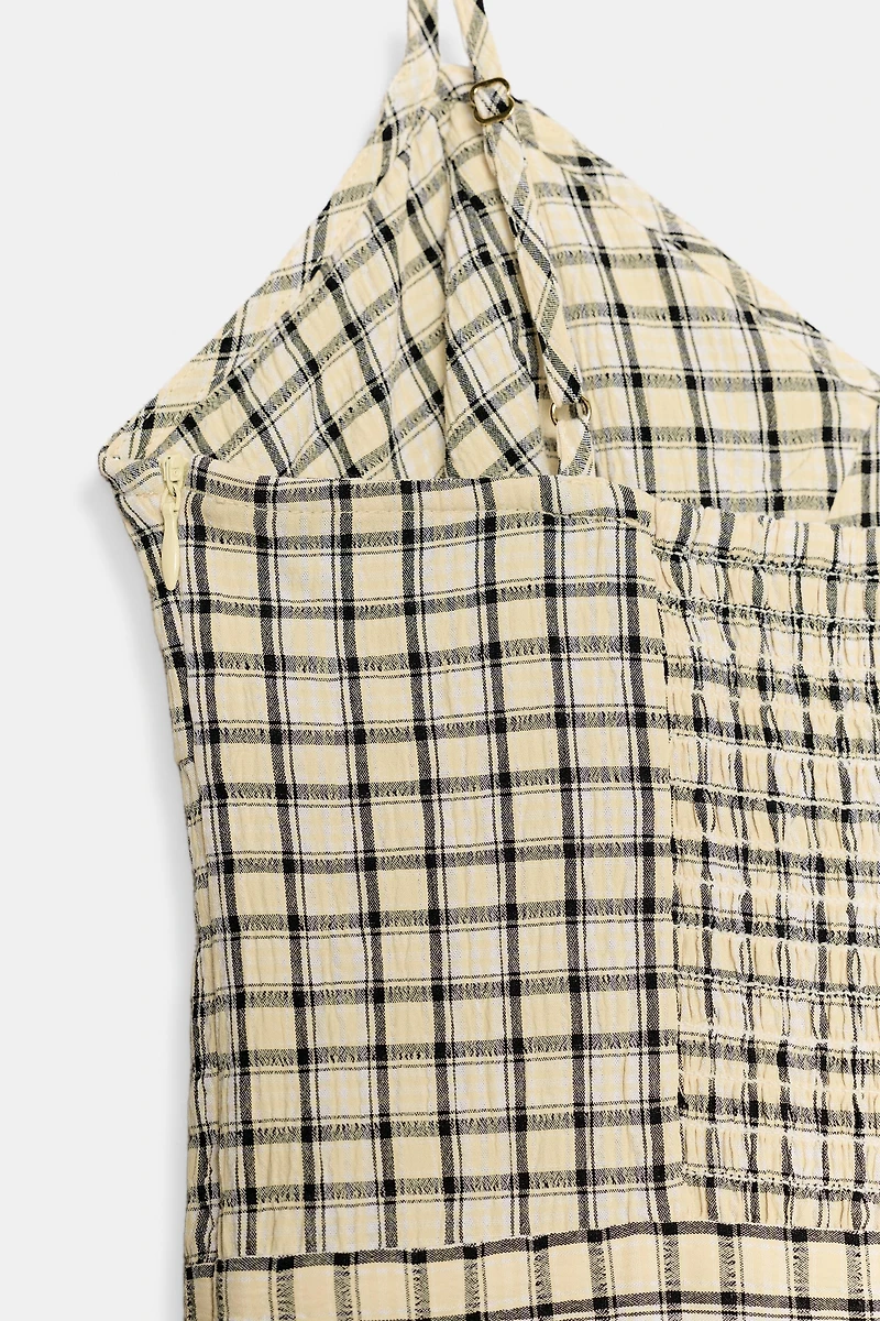 ROBE MI-LONGUE À BRETELLES CARREAUX