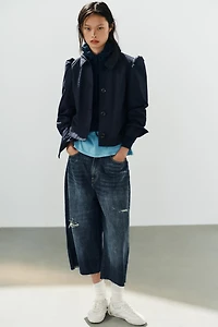 SHORT GATHERED-SHOULDER BLAZER