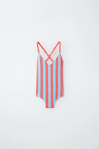 6-14 YRS STRIPED SWIMSUIT