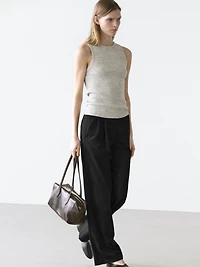 Pantalon plissé 100 % laine extra-fine
