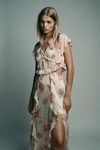 FLORAL PRINT CUT OUT MIDI DRESS