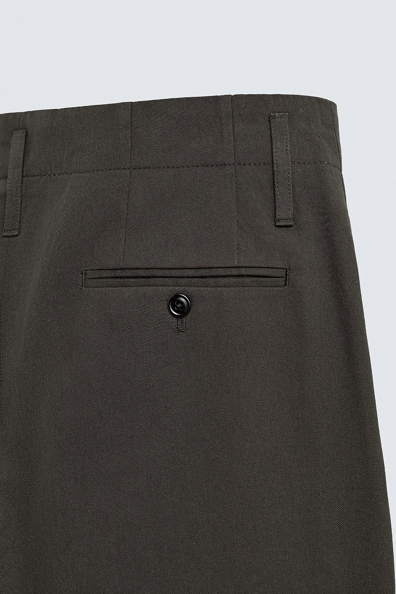 COTTON - VISCOSE PLEATED PANTS