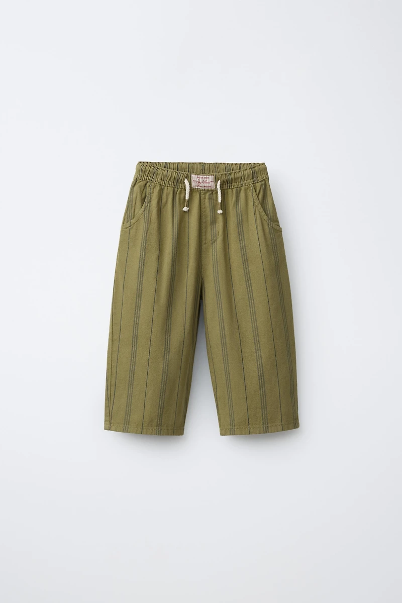 STRIPED COTTON LINEN PANTS