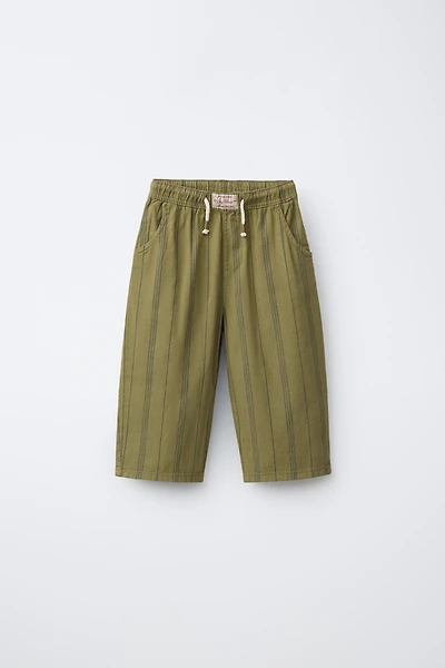 STRIPED COTTON LINEN PANTS