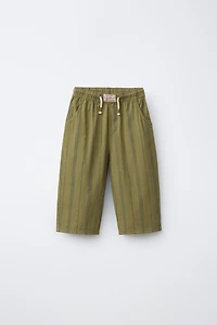 STRIPED COTTON LINEN PANTS