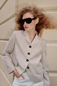 STRAIGHT CUT LINEN BLAZER WITH DARTS