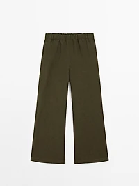 100% linen straight-leg trousers