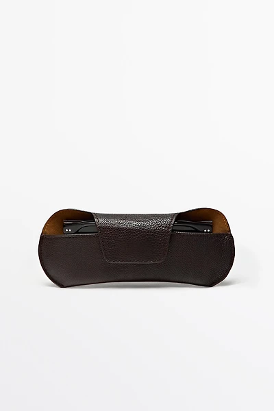 Étui à lunettes de soleil en cuir nappa