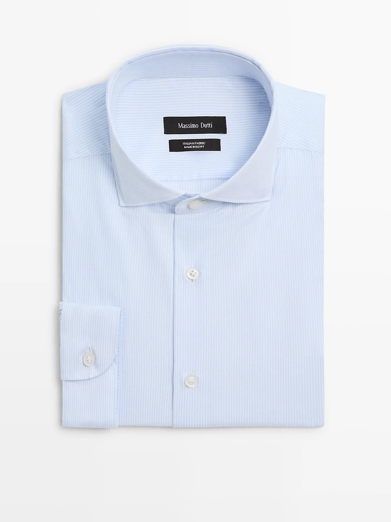 Chemise slim à rayures 100 % coton