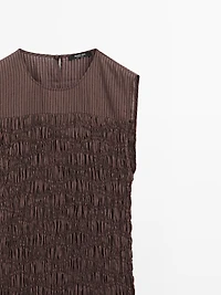 Long flounce dress with gathered detail