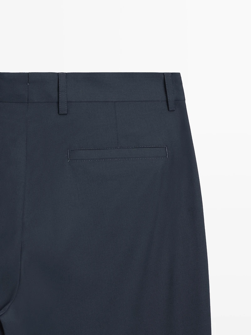 Wide-leg wool suit trousers