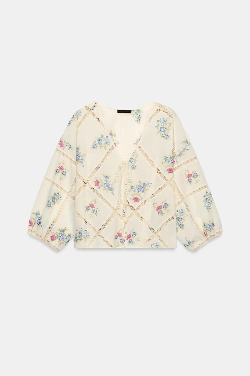 LADDER STITCH EMBROIDERED BLOUSE
