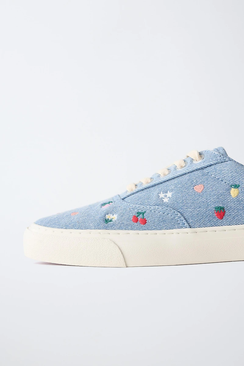 EMBROIDERED COTTON SNEAKERS