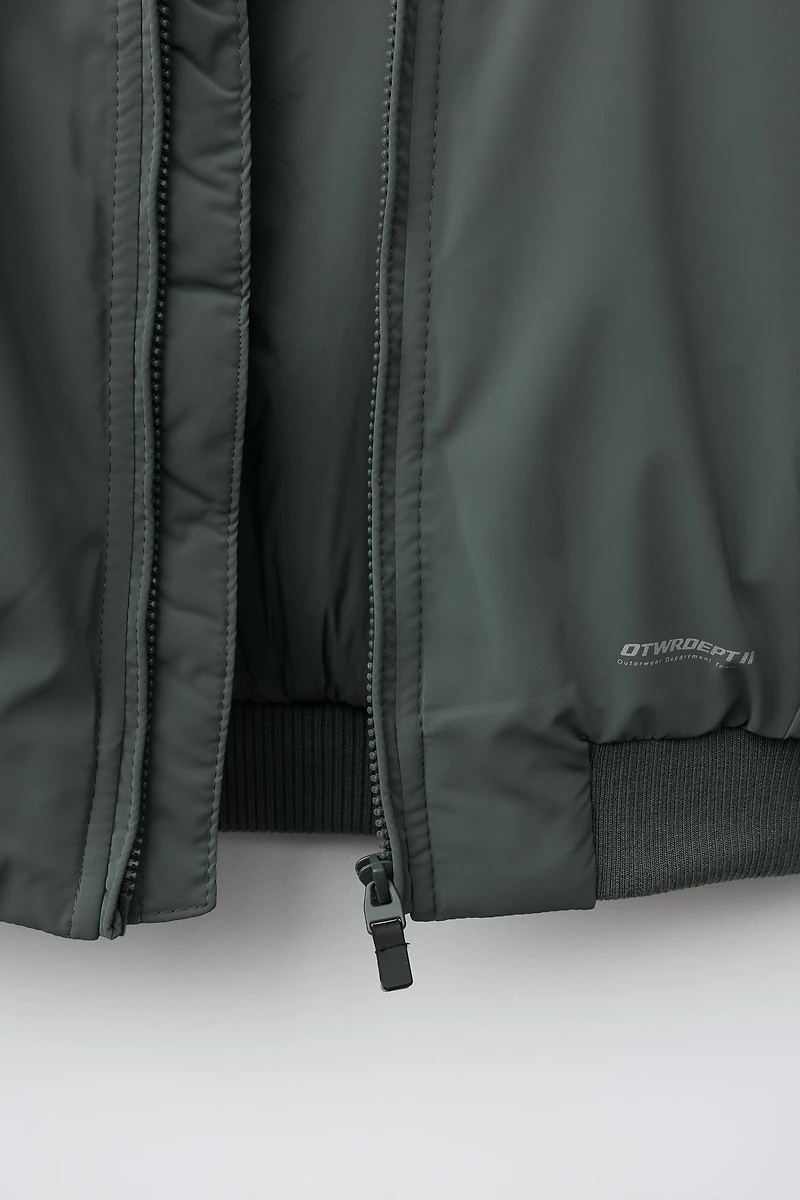 BLOUSON BOMBER GOMMÉ À CAPUCHE AMOVIBLE