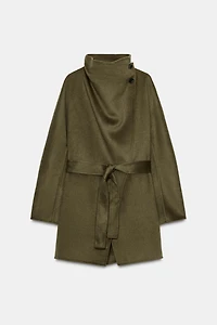 HIGH COLLAR WOOL BLEND COAT ZW COLLECTION