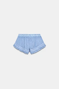 WASHED EFFECT SHORTS WITH OPENWORK EMBROIDERY