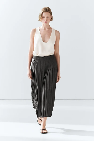Jupe midi plissée applique