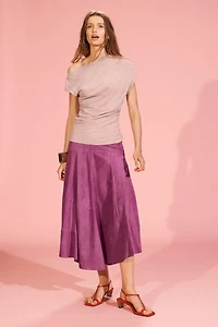 LIMITED EDITION ASYMMETRIC SUEDE MIDI SKIRT