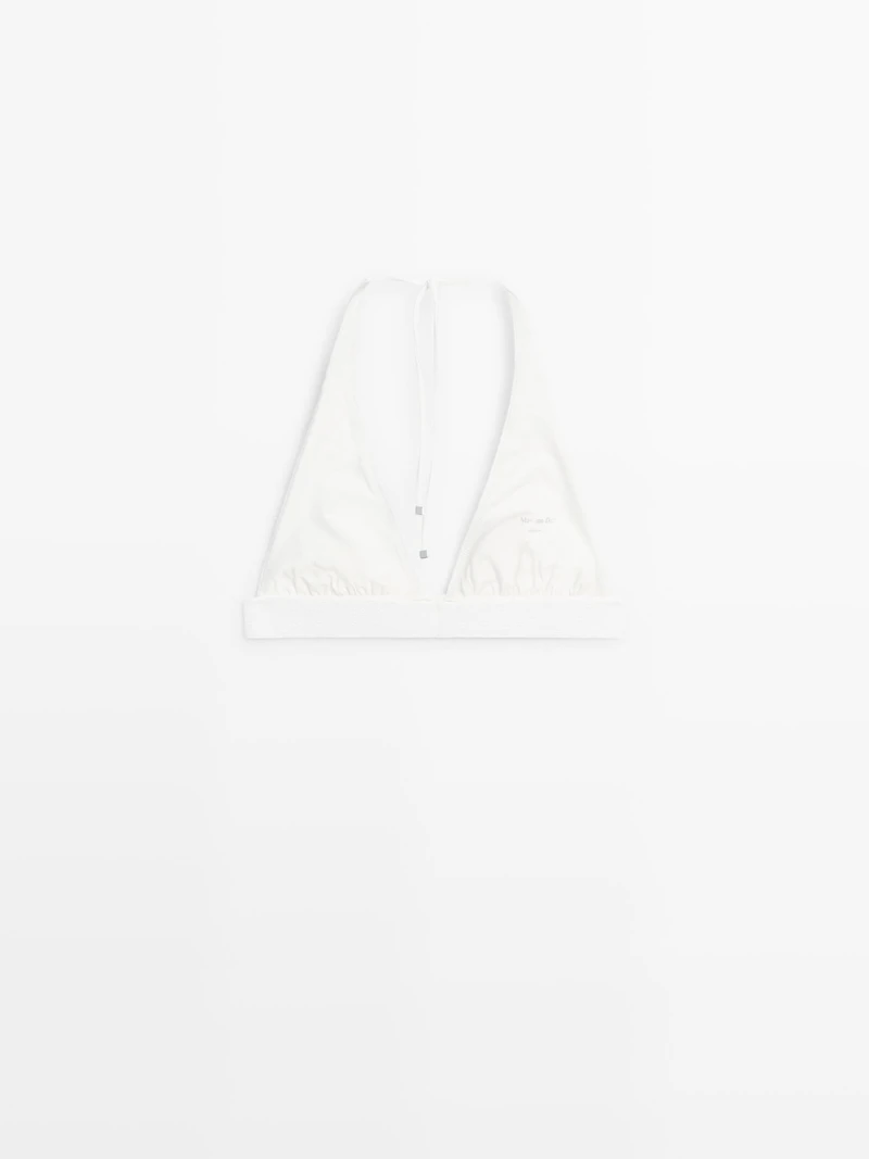 Textured triangle bikini top