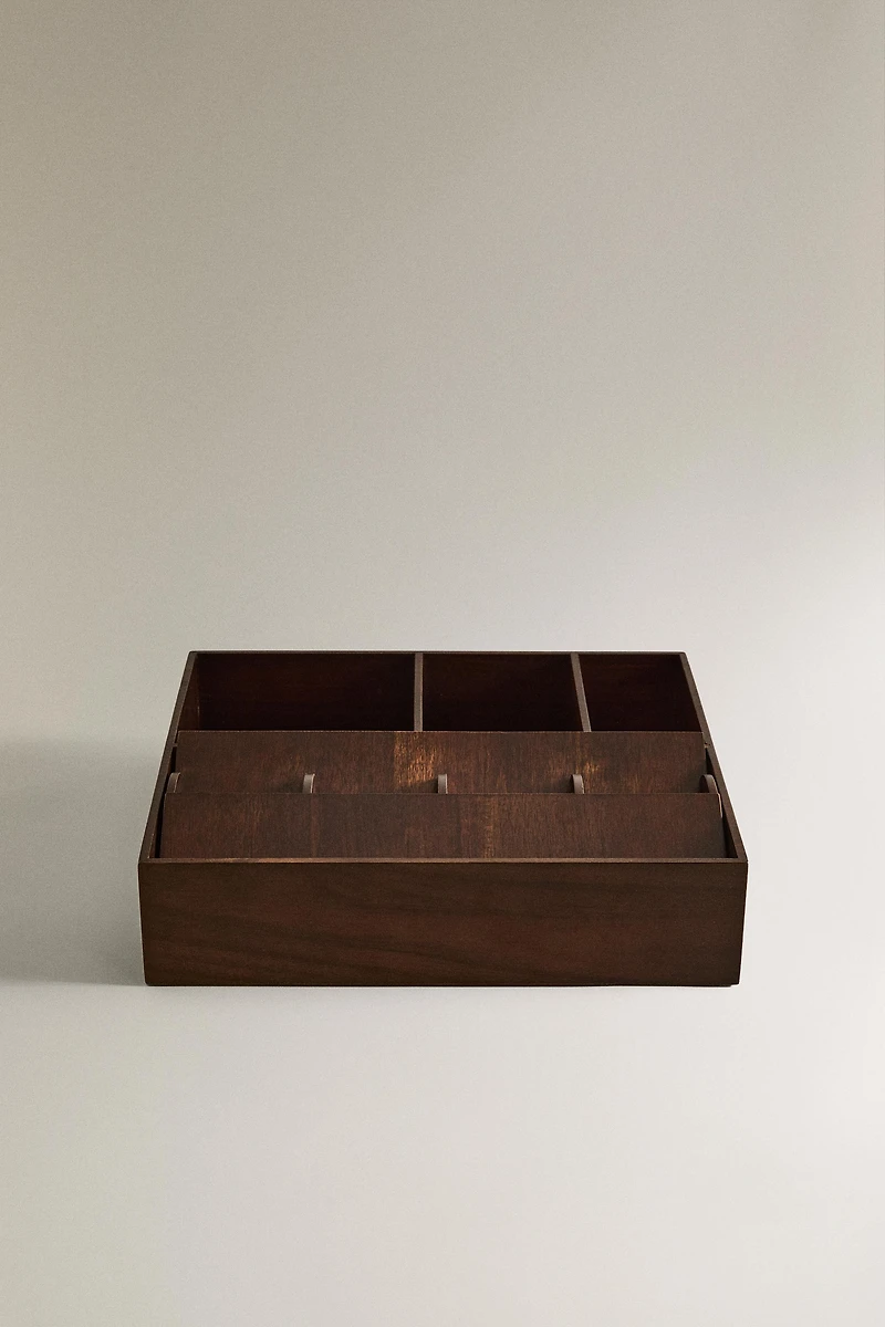 LARGE WOODEN MAKEUP ORGANIZER BOX