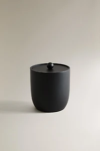 BLACK RESIN BATHROOM JAR