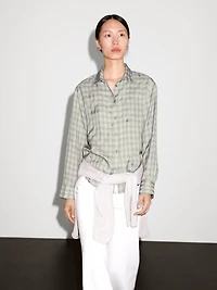 Flowing 100% cupro check shirt