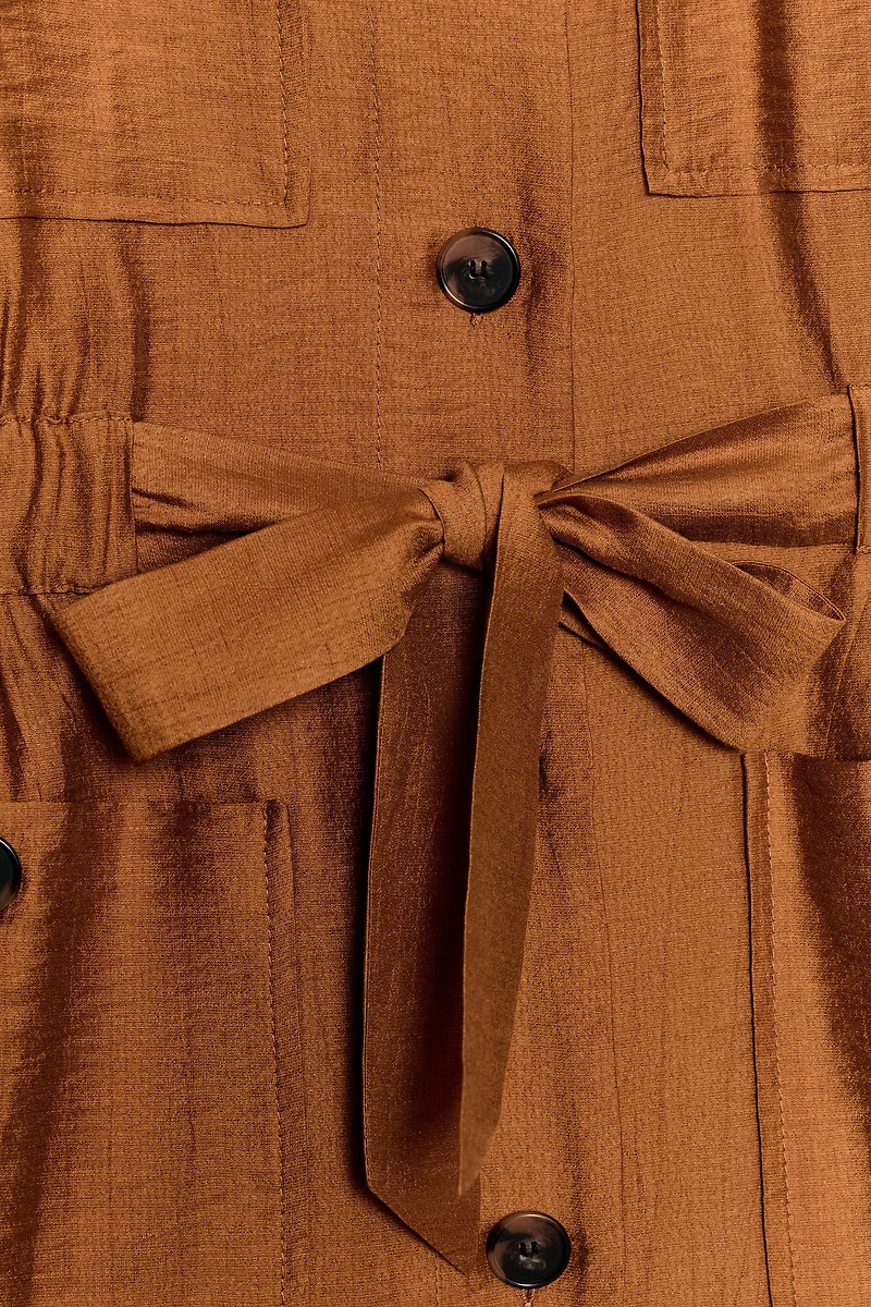 BELTED LINEN SAFARI JACKET
