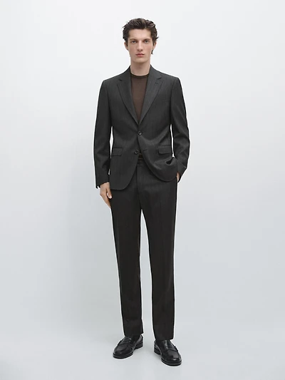 100% cool wool pinstripe suit blazer