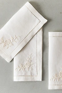 PACK OF EMBROIDERED LINEN COCKTAIL NAPKINS (PACK OF 4)