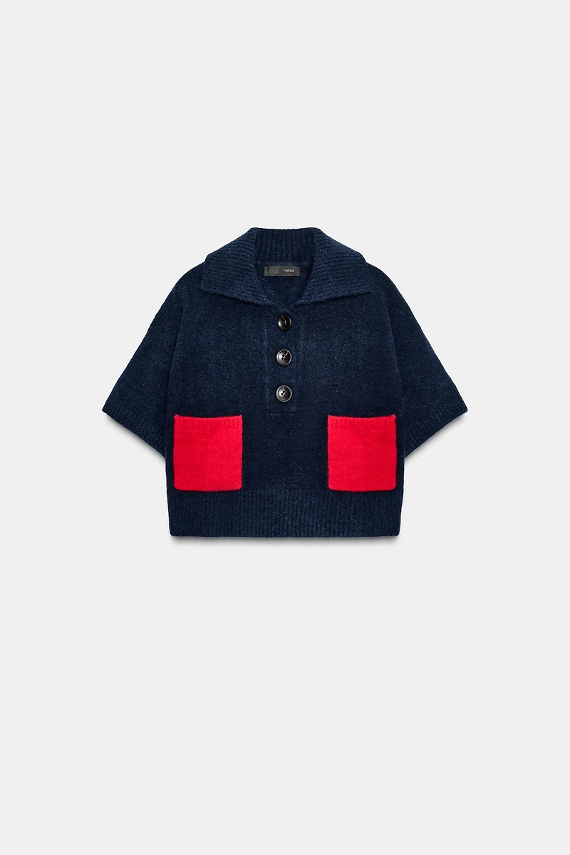 SHORT SLEEVE KNIT SWEATER