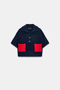 SHORT SLEEVE KNIT SWEATER