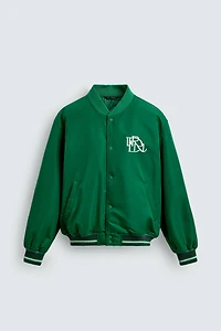 CONTRAST EMBROIDERY BOMBER JACKET