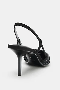 SPARKLY MESH SLINGBACK HEELS