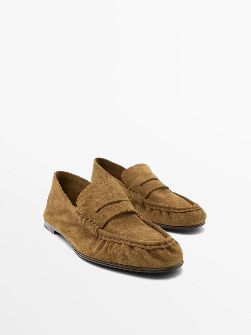 Soft split leather loafers
