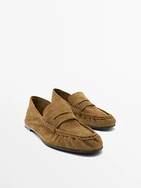 Soft split leather loafers
