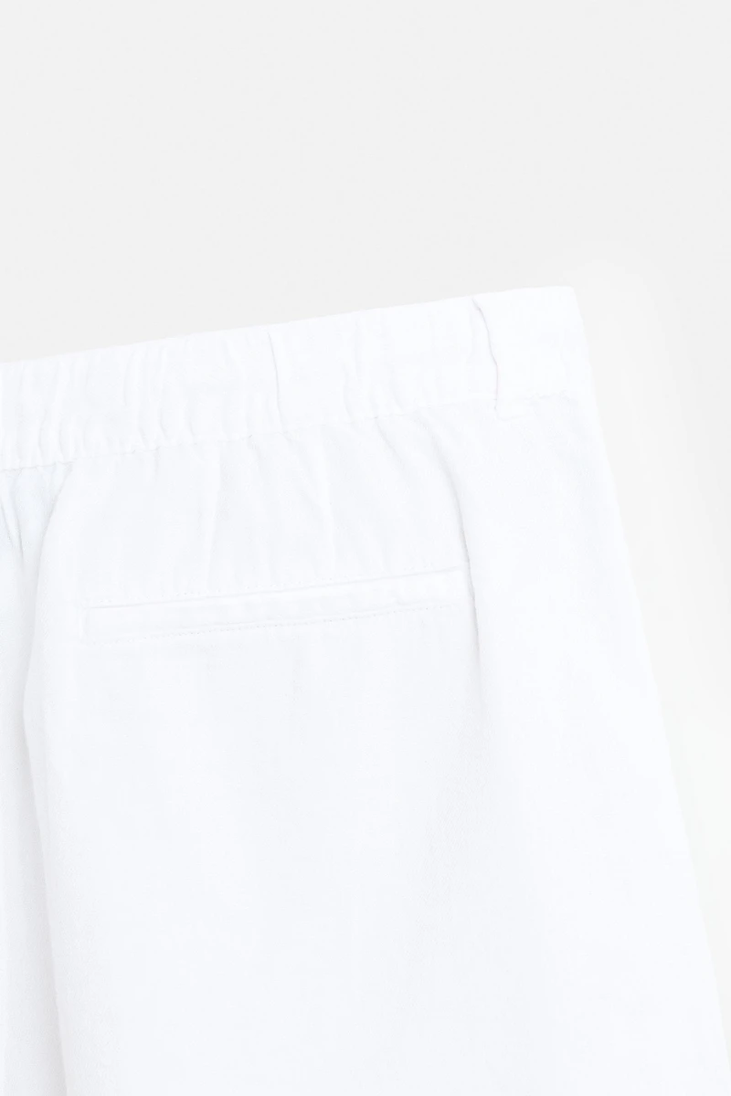 REGULAR FIT LINEN COTTON SHORTS