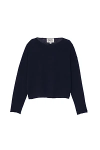 CROPPED FIT LINEN-WOOL BLEND SWEATER