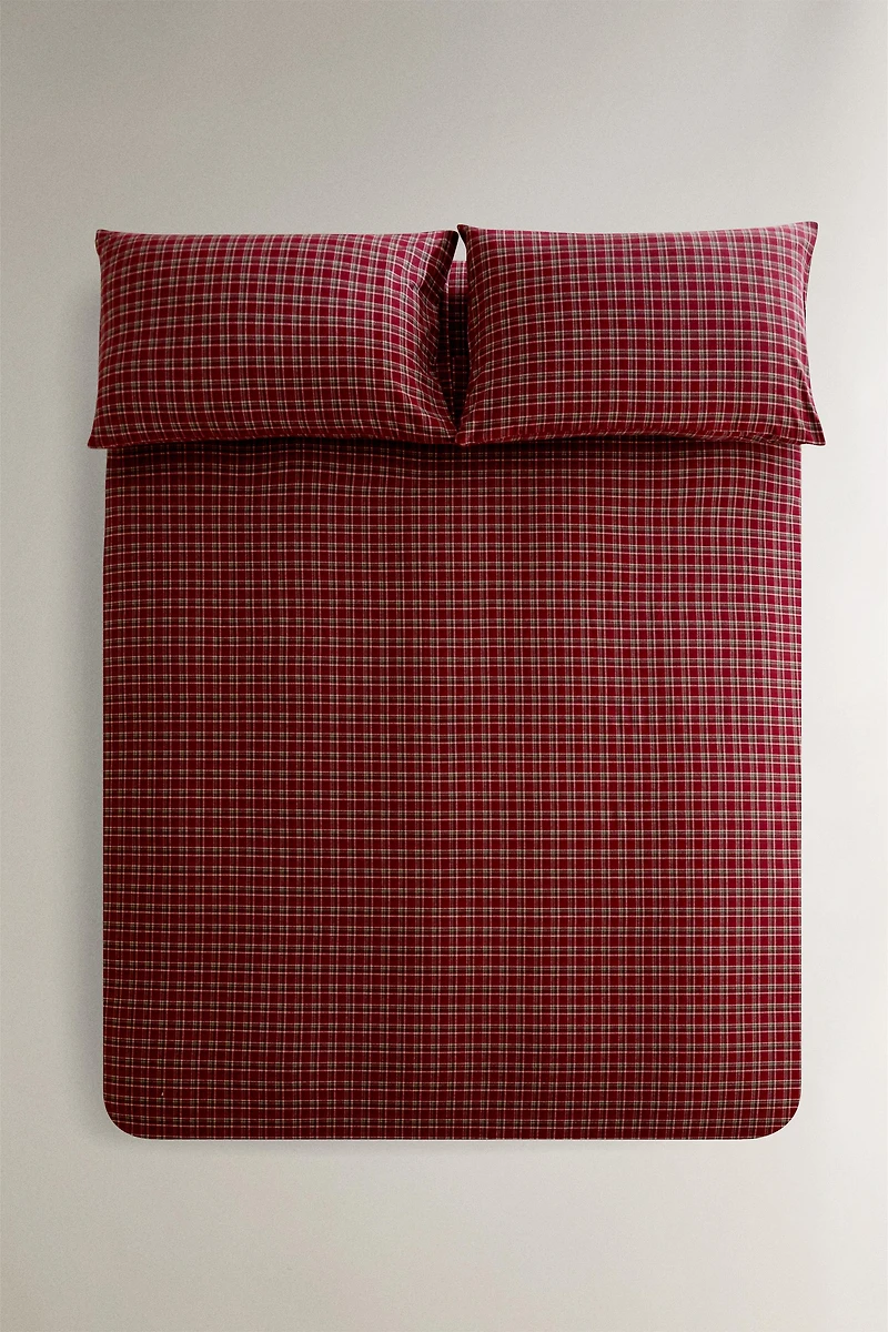 CHRISTMAS RED CHECK FLANNEL DUVET COVER