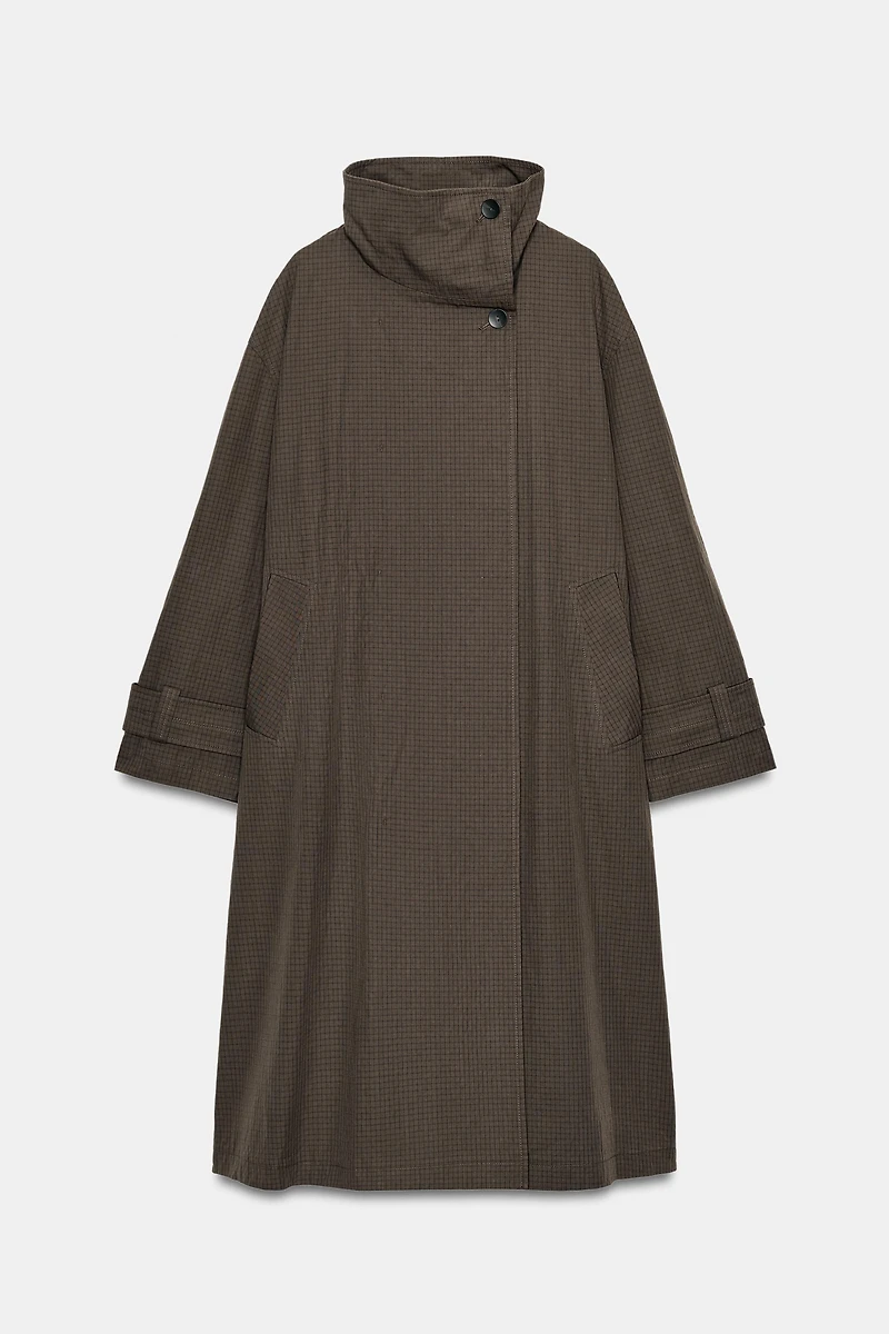 ZW PLAID OVERSIZED TRENCH COAT