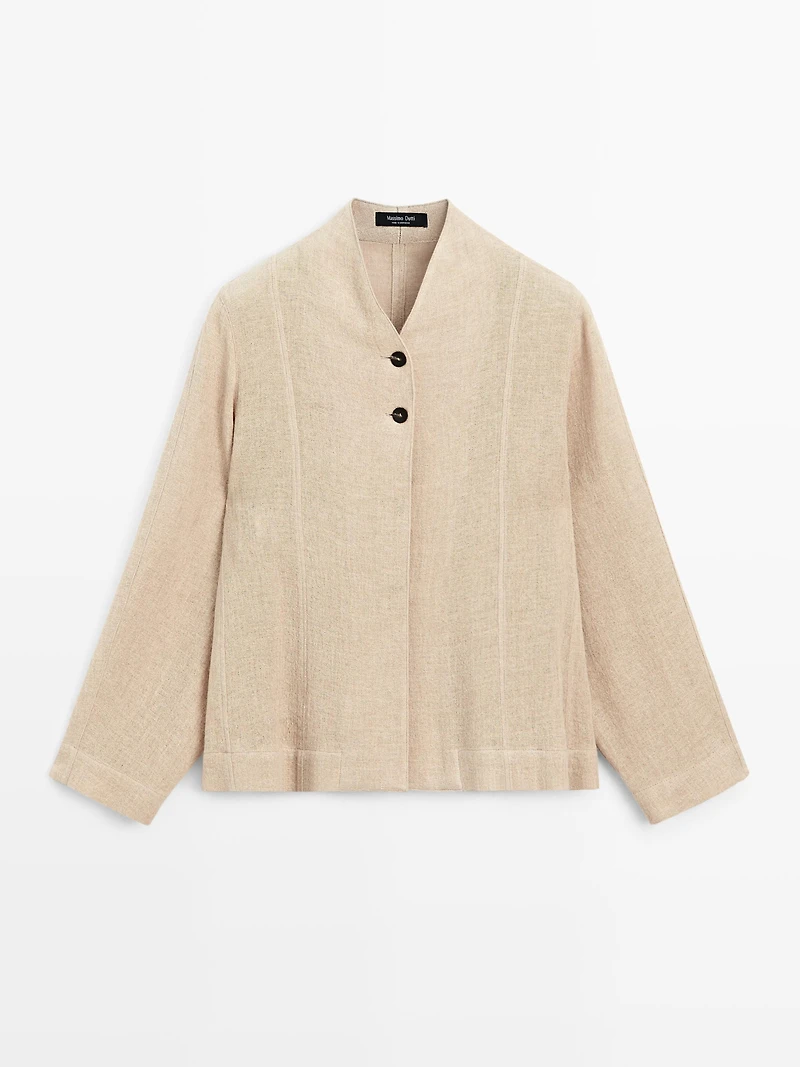 Wool blend overshirt with visible buttons