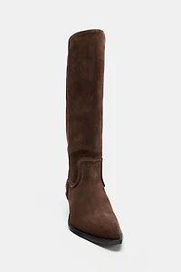 SPLIT LEATHER HEELED COWBOY BOOTS