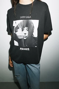 LADY GAGA WASHED EFFECT T-SHIRT