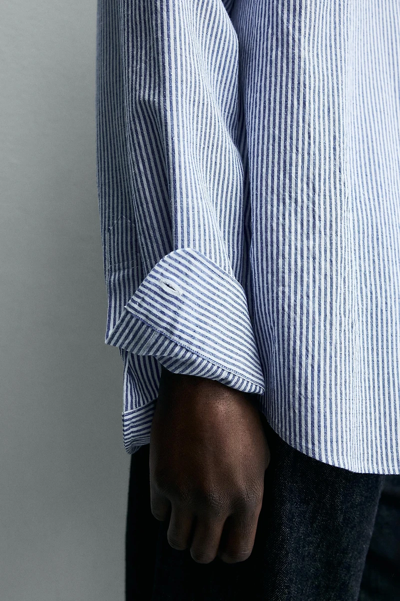 CHEMISE À RAYURES EFFET FROISSÉ