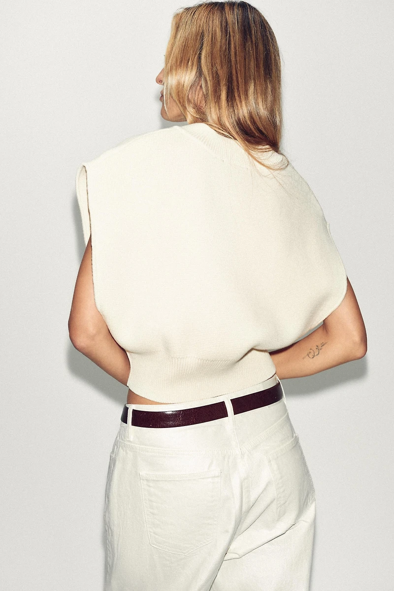 GILET COURT EN MAILLE UNIE