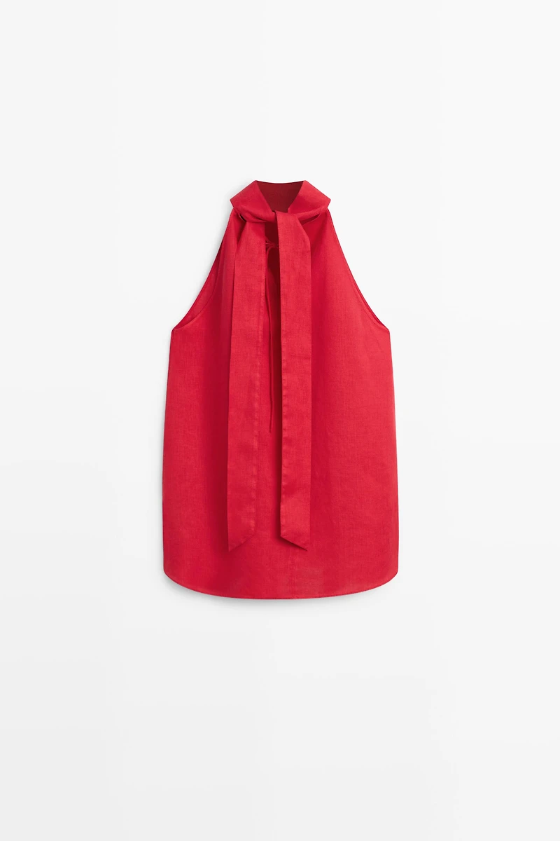 100% linen flowing halter top