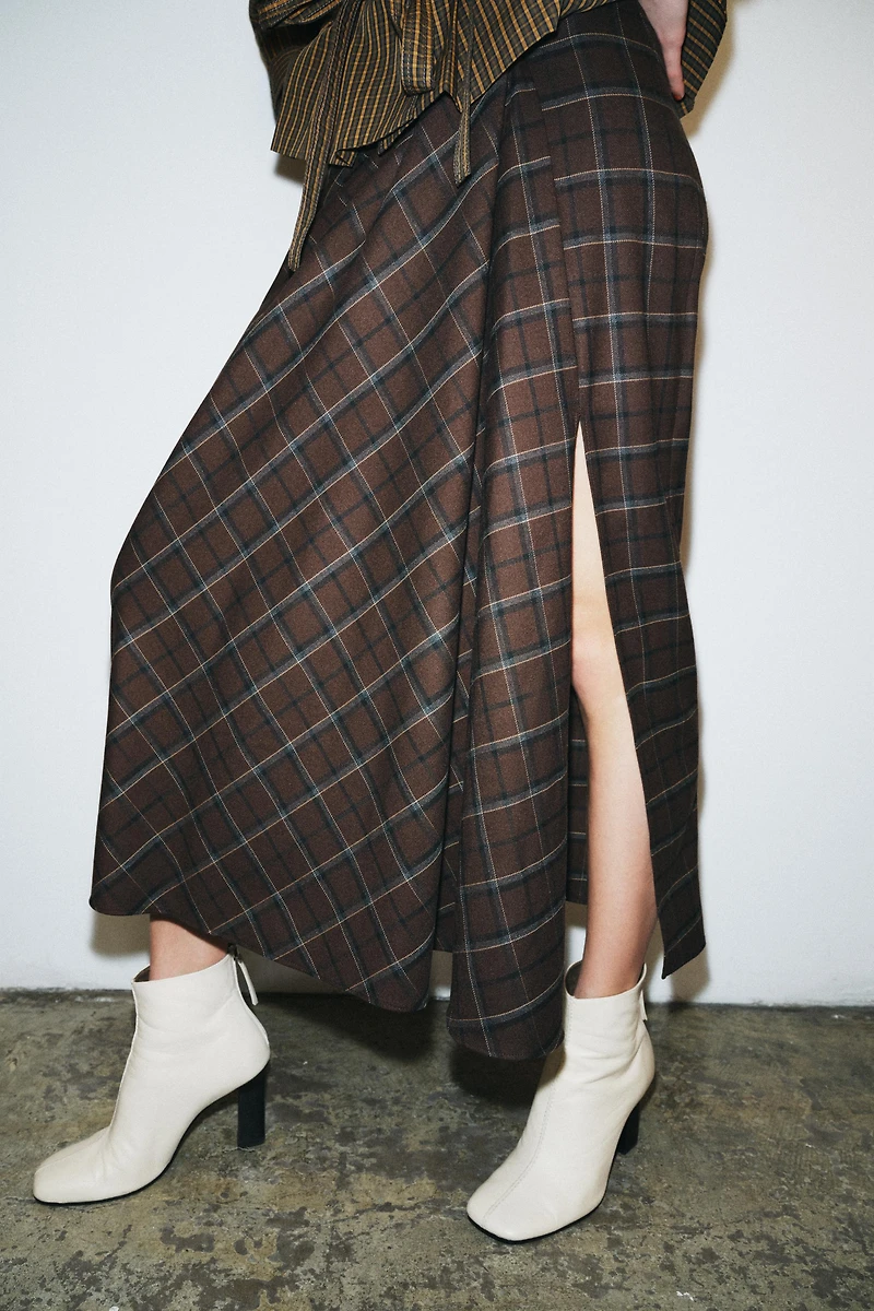 ZW COLLECTION DRAPED PLAID SKIRT