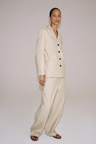 PANTALON RAYURES AVEC LIN ZW COLLECTION